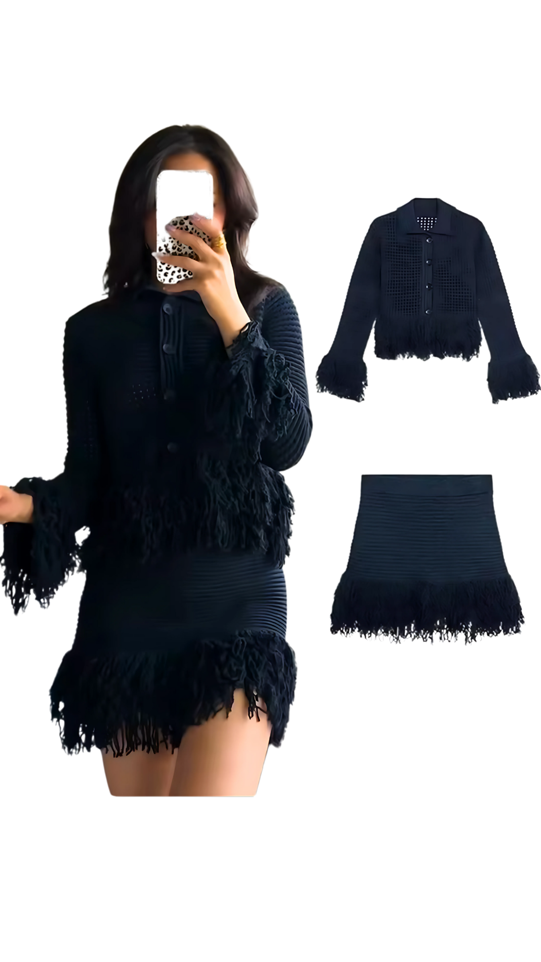 Eclipse Fringe Knit Set
