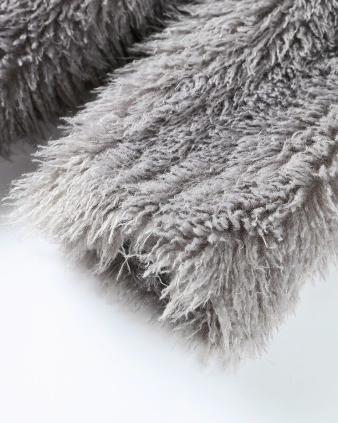 Luxurious Grey Faux Fur Coat