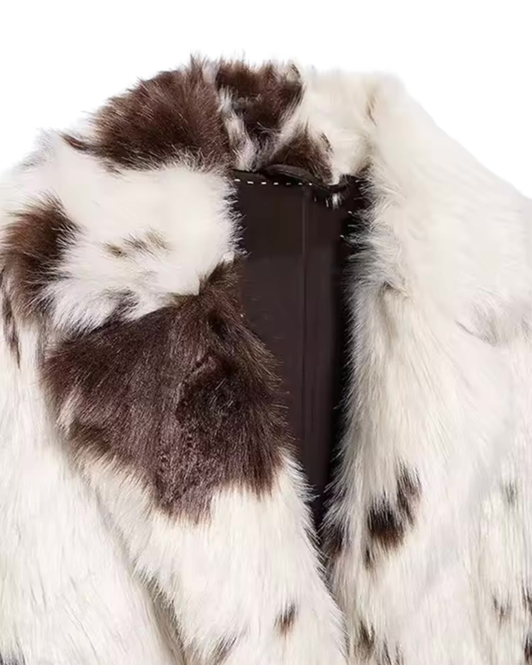 Couture Cowprint Faux Fur Long Coat