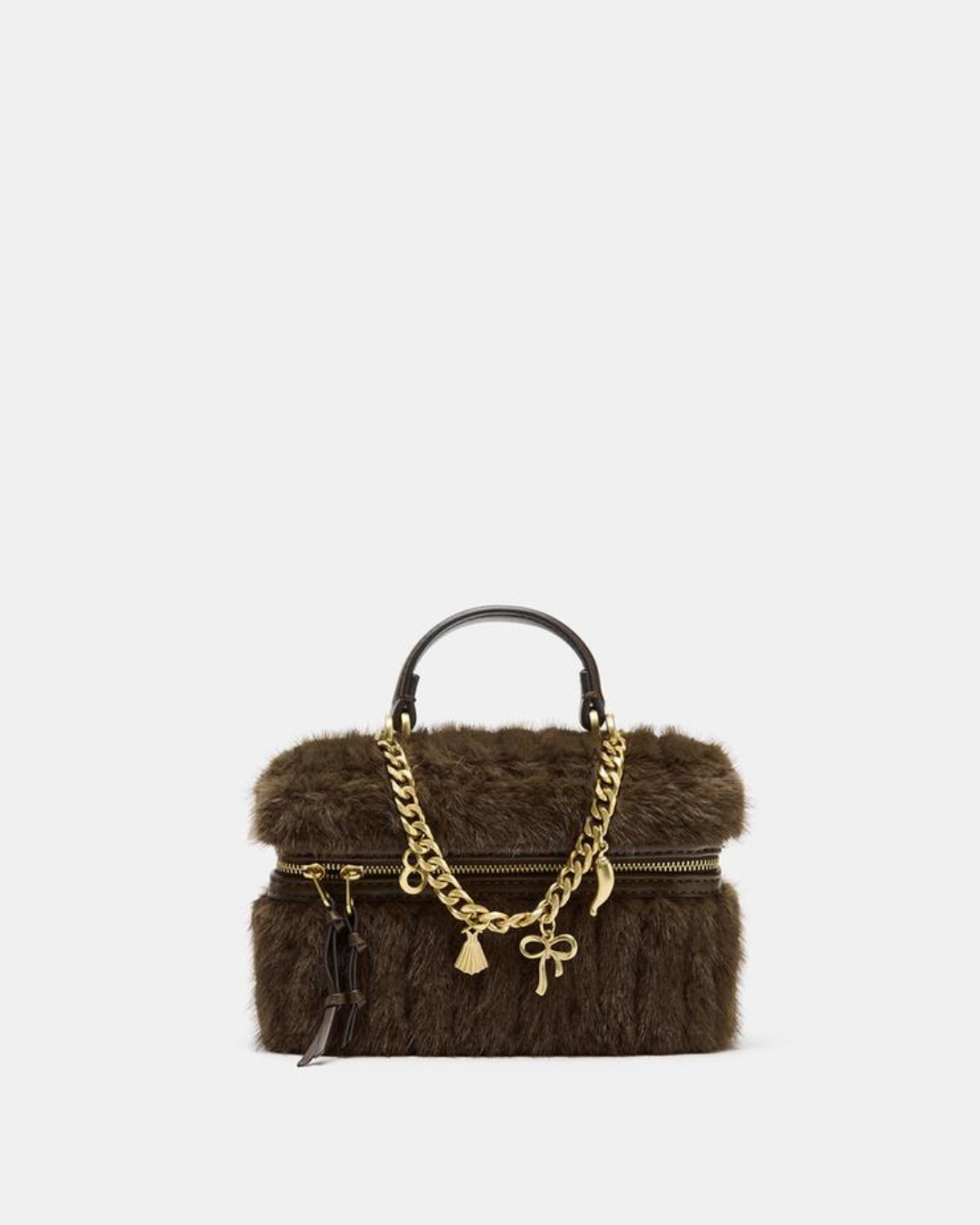 Chic Faux Fur Charm Handbag