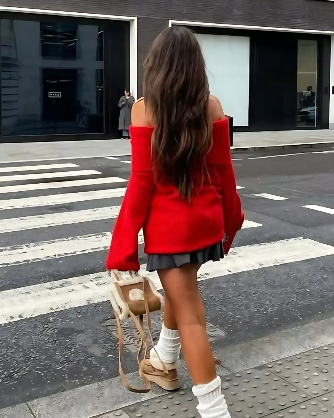 Cozy Glam Off-Shoulder Knit Sweater - Pullover & Strickkleid