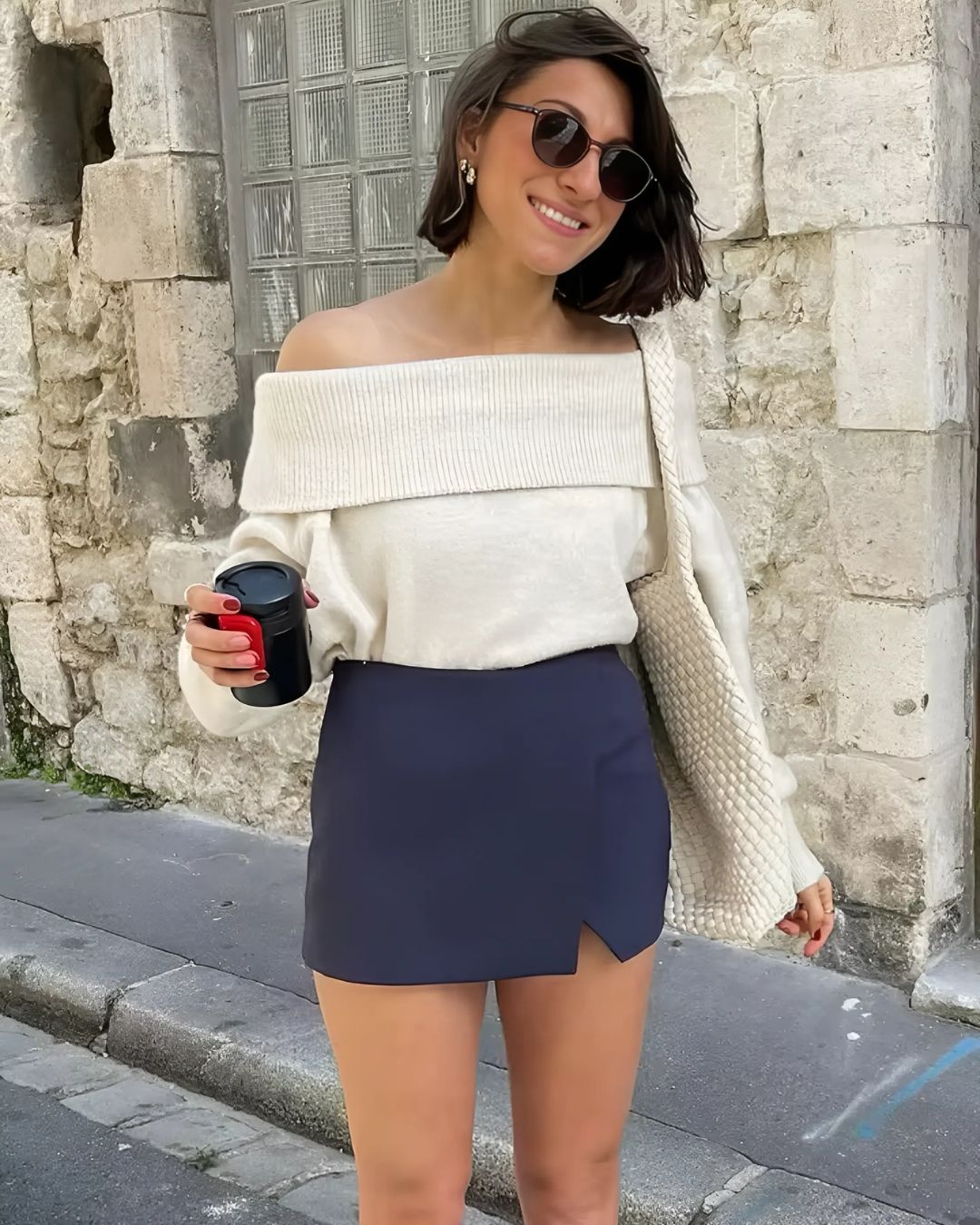 Cozy Glam Off-Shoulder Knit Sweater - Pullover & Strickkleid