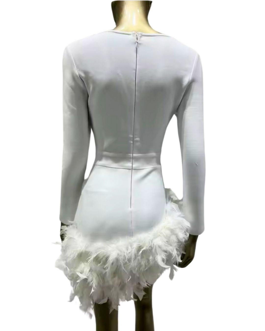 Midnight Feather V-Neck Mini Dress