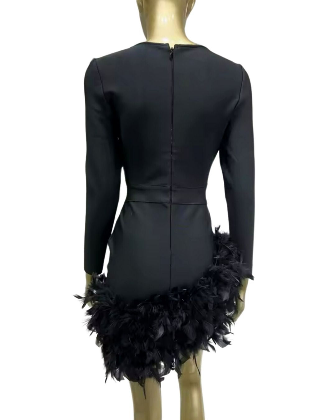 Midnight Feather V-Neck Mini Dress