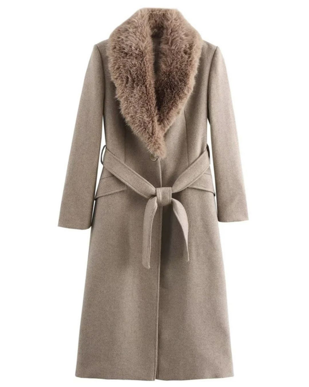 Elegant Faux Fur Collar Coat