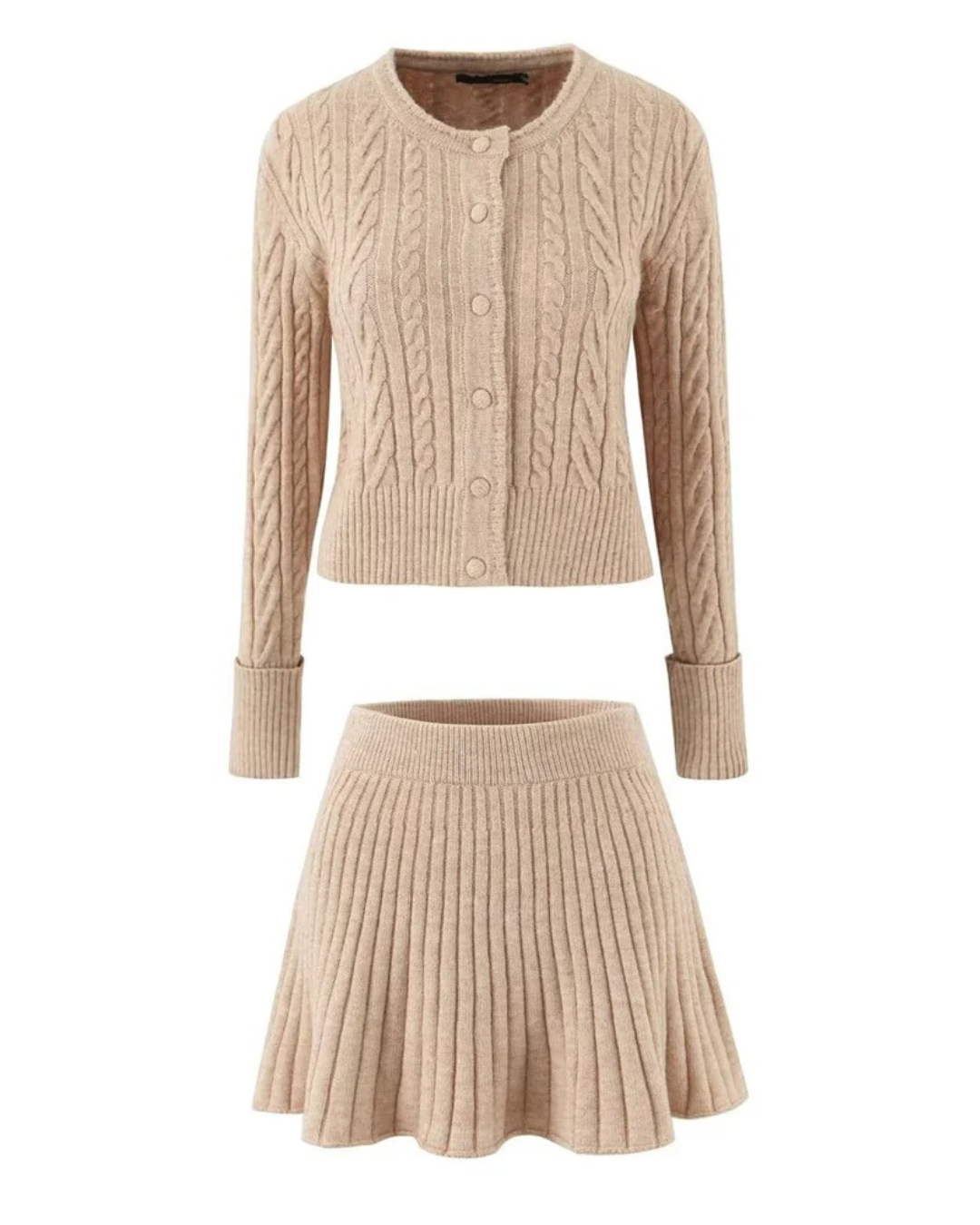 Soft Twisted Knit Set – Zweiteiliges Strick-Set mit Minirock