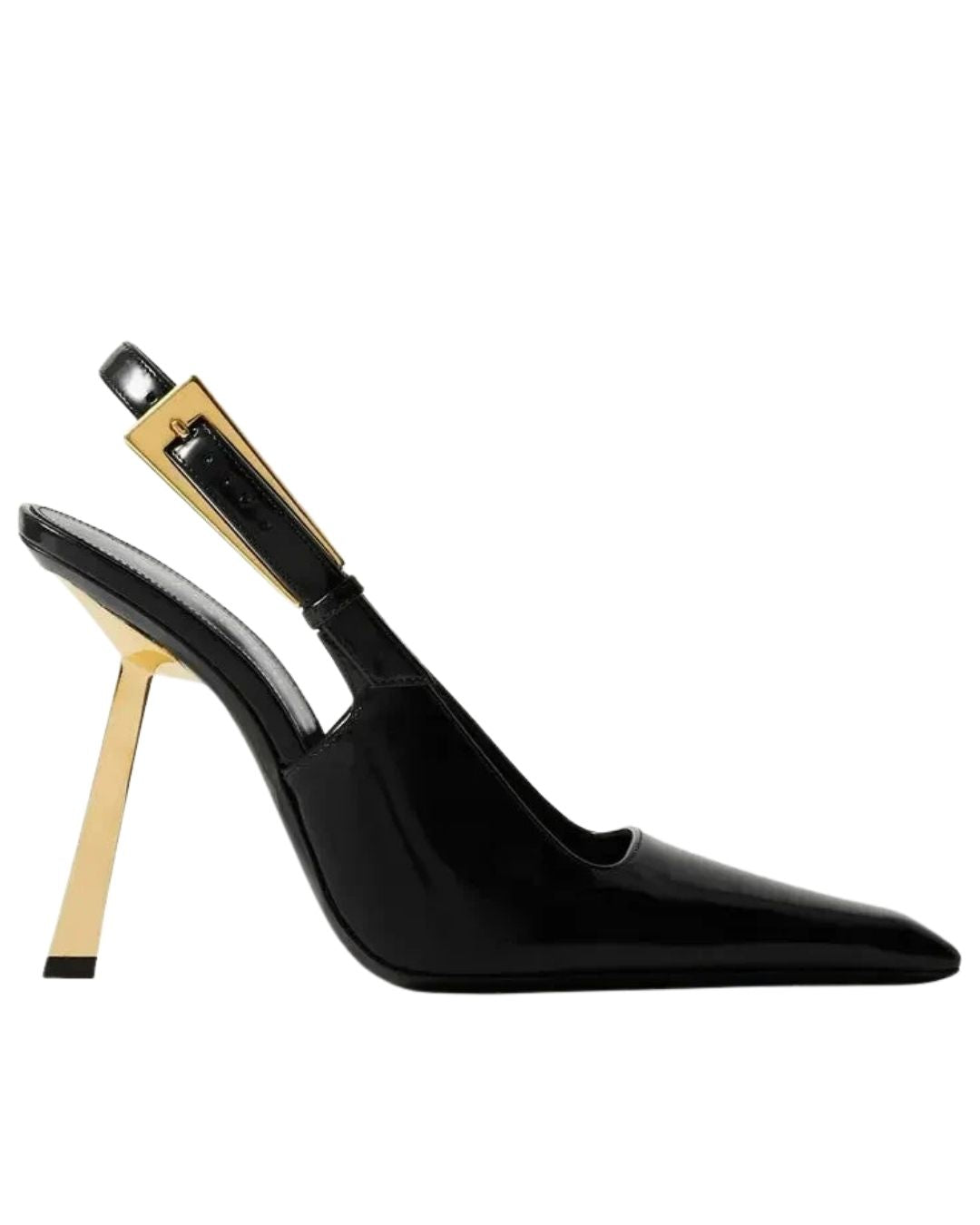 Noir Élan Gold-Heel Pumps
