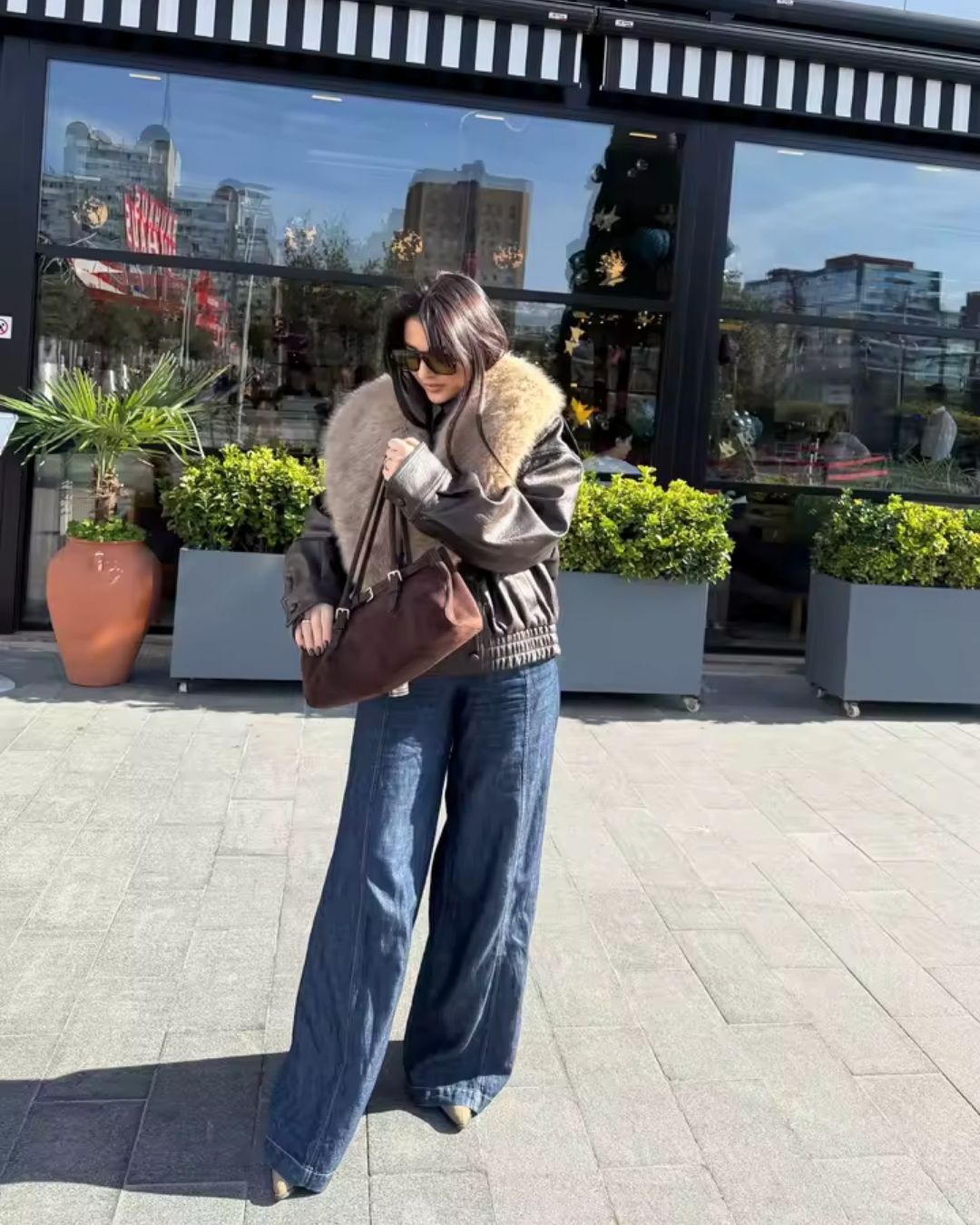 Aviator Jacke mit Kunstfellkragen für luxuriöse City-Winterlooks