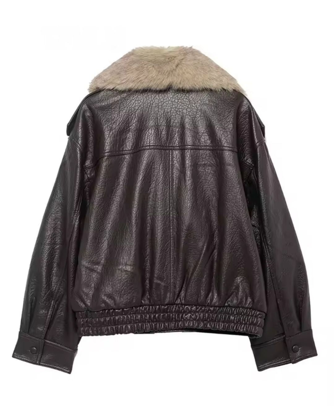 Bomberjacke im Aviator-Stil mit lockerer Passform und Kunstfellkragen