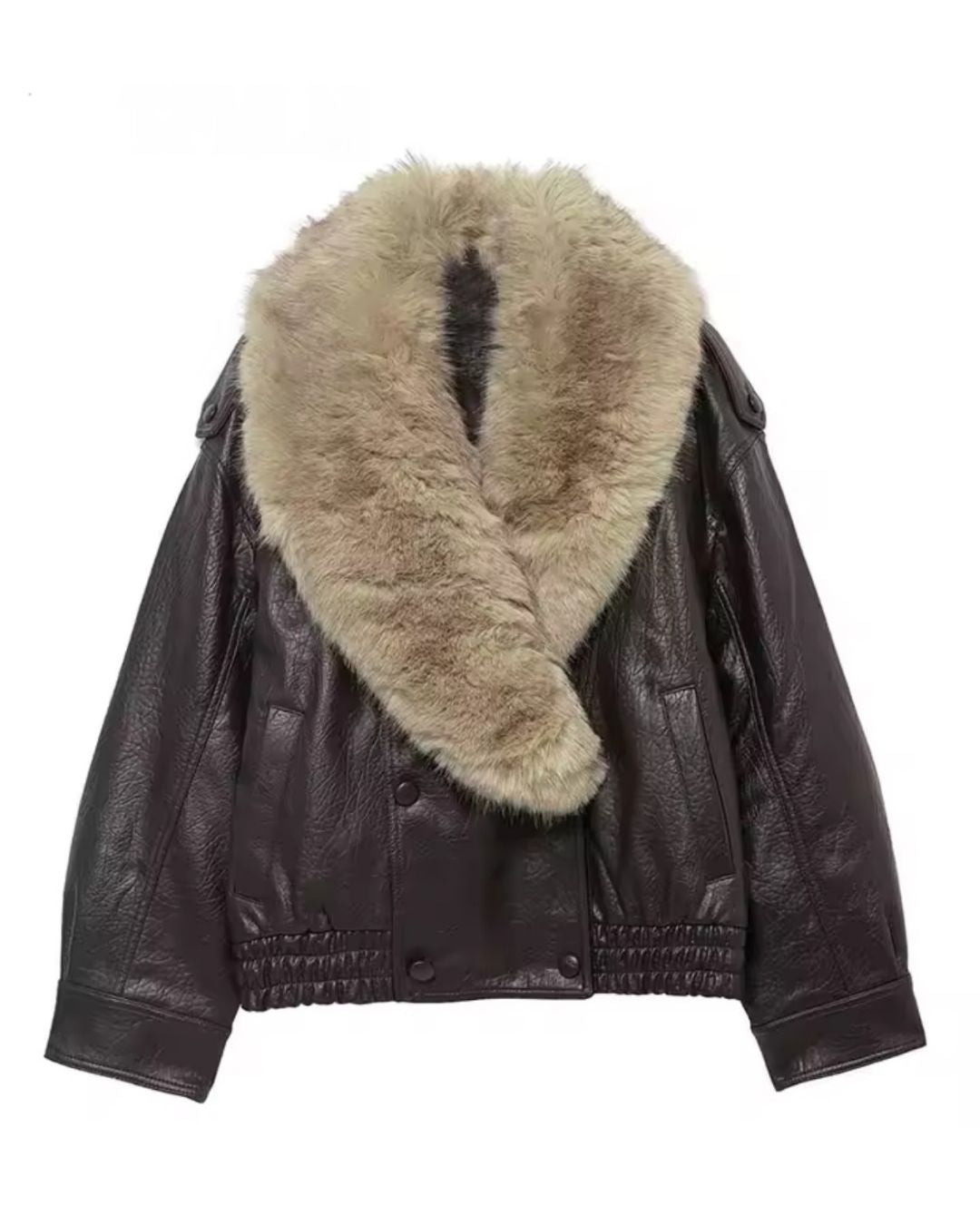 Aviator Jacke in edler Lederoptik mit weichem Faux-Fur-Kragen