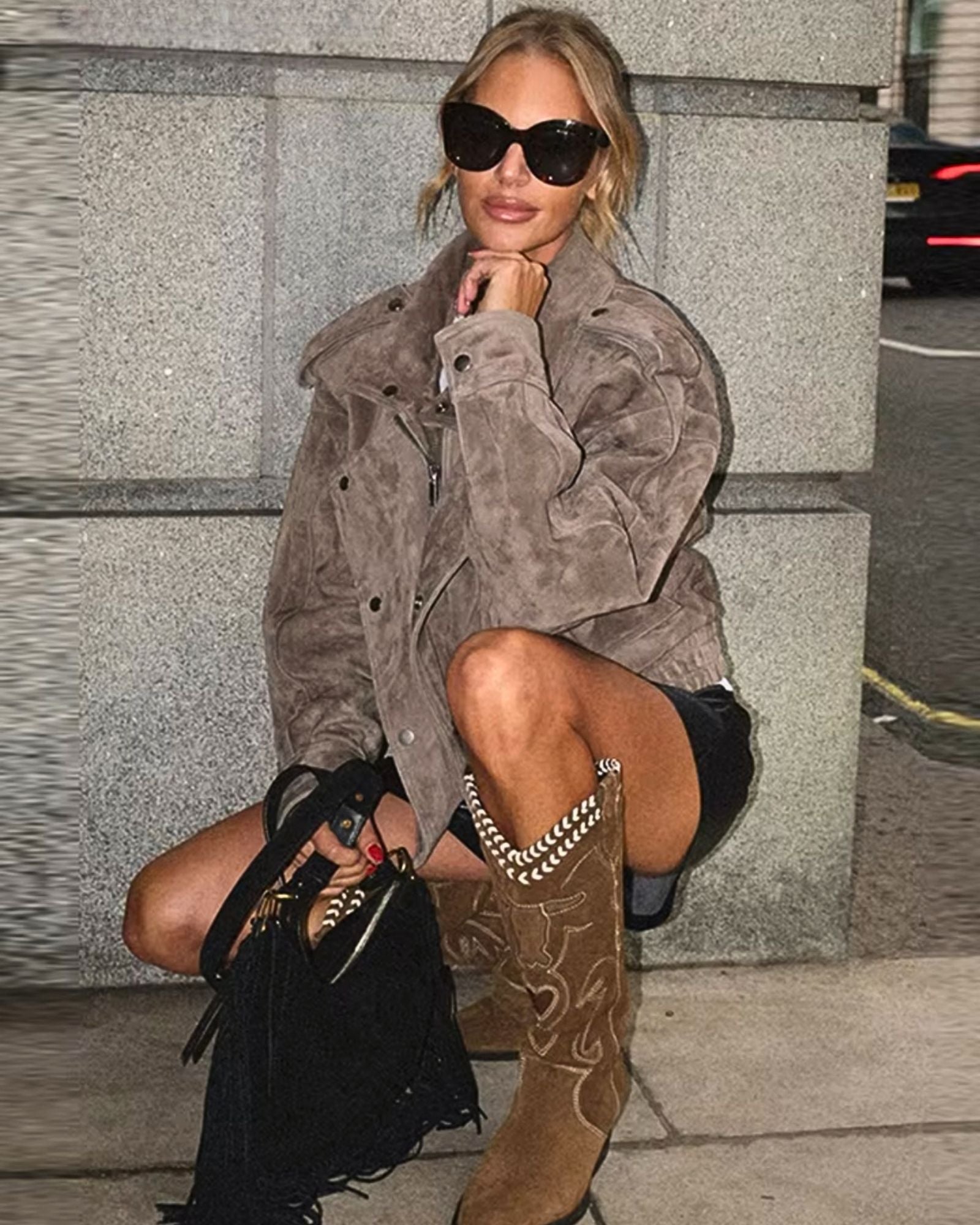 Vegan Suede Safari Bomber Jacket – Taupe Brown