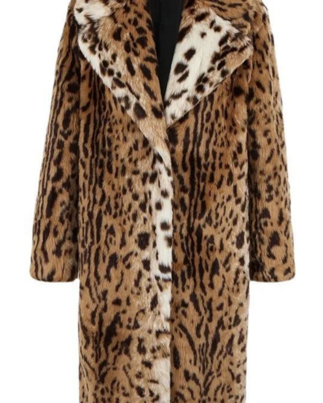 Überlanger Glamour Leopard Kunstfellmantel
