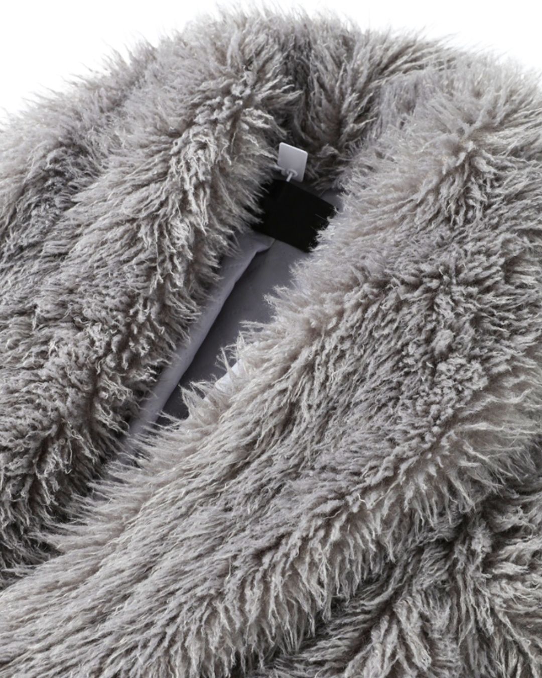 Luxurious Grey Faux Fur Coat