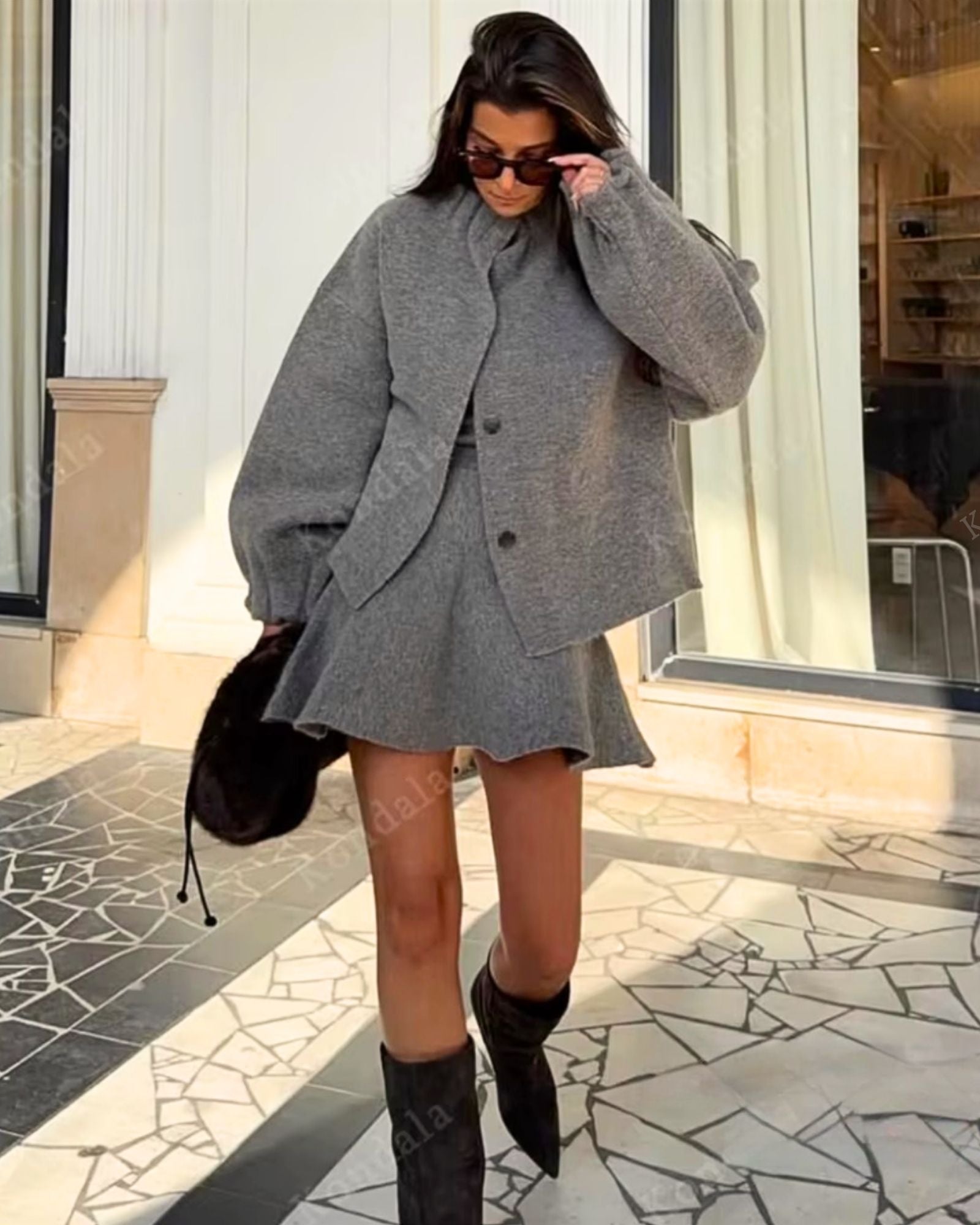 LALLUVIA Milano Knit Set – Elegant Skirt Suit