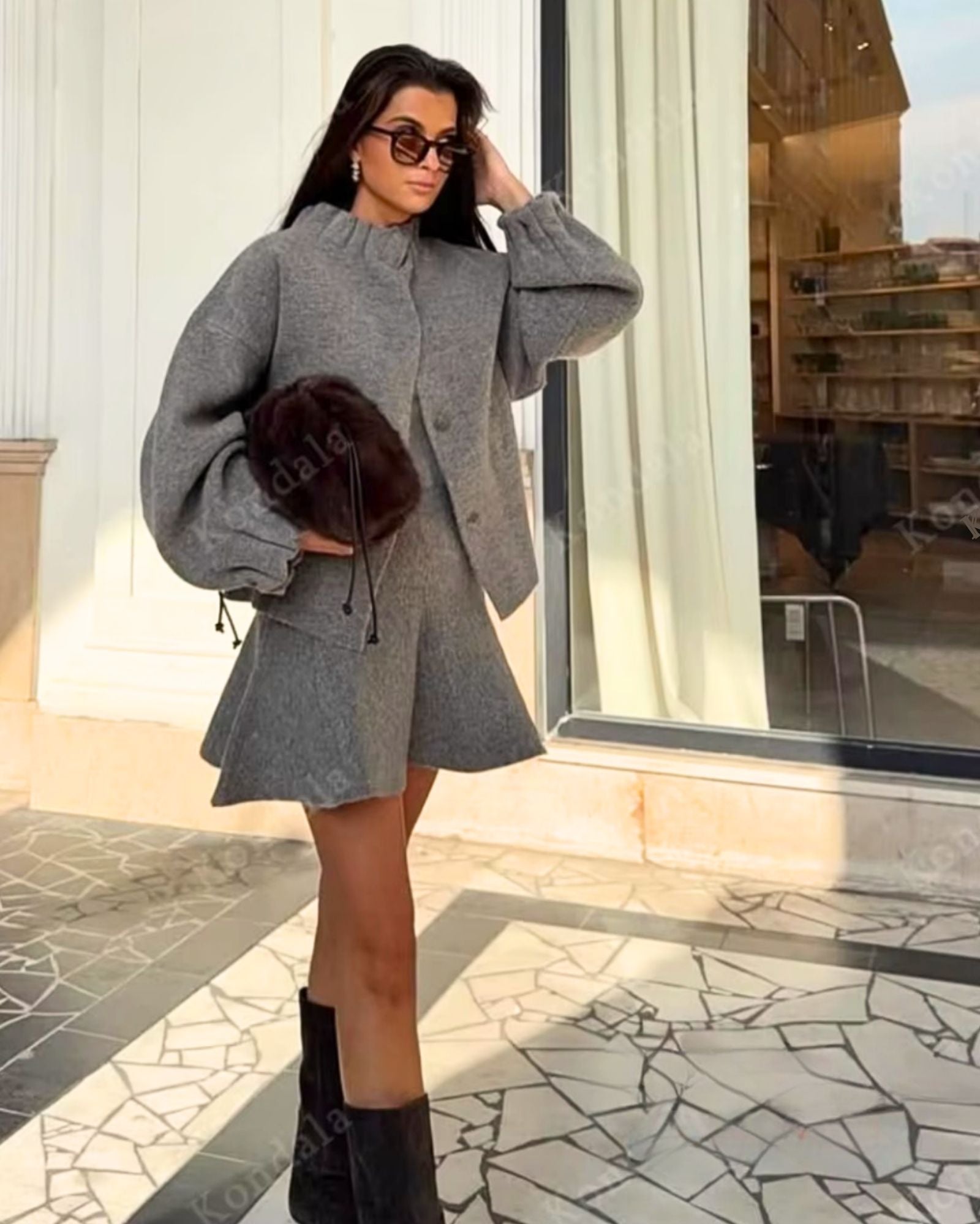 LALLUVIA Milano Knit Set – Elegant Skirt Suit