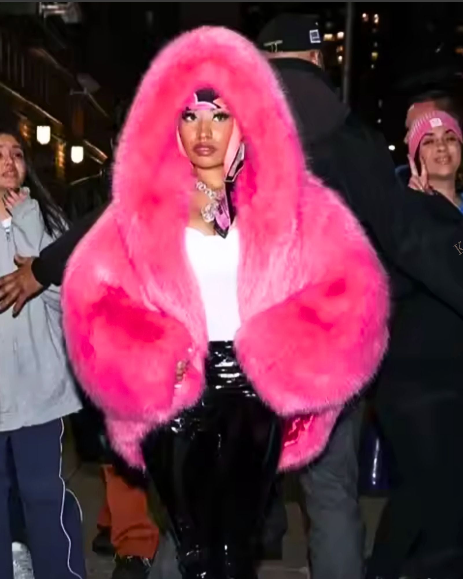 Neon Luxe Faux Fur Hood Jacket